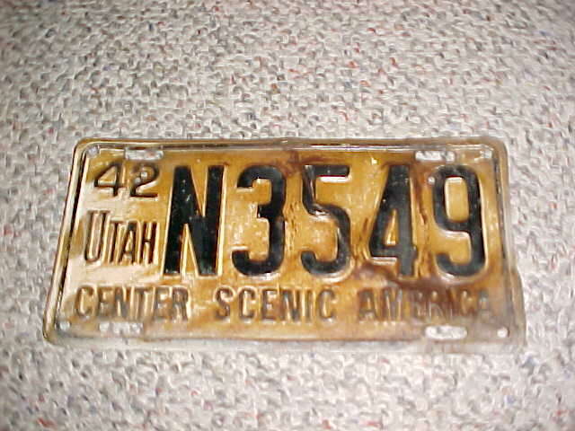 1942 single utah license plate