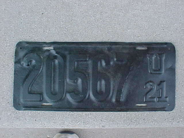 1921 utah single license plate