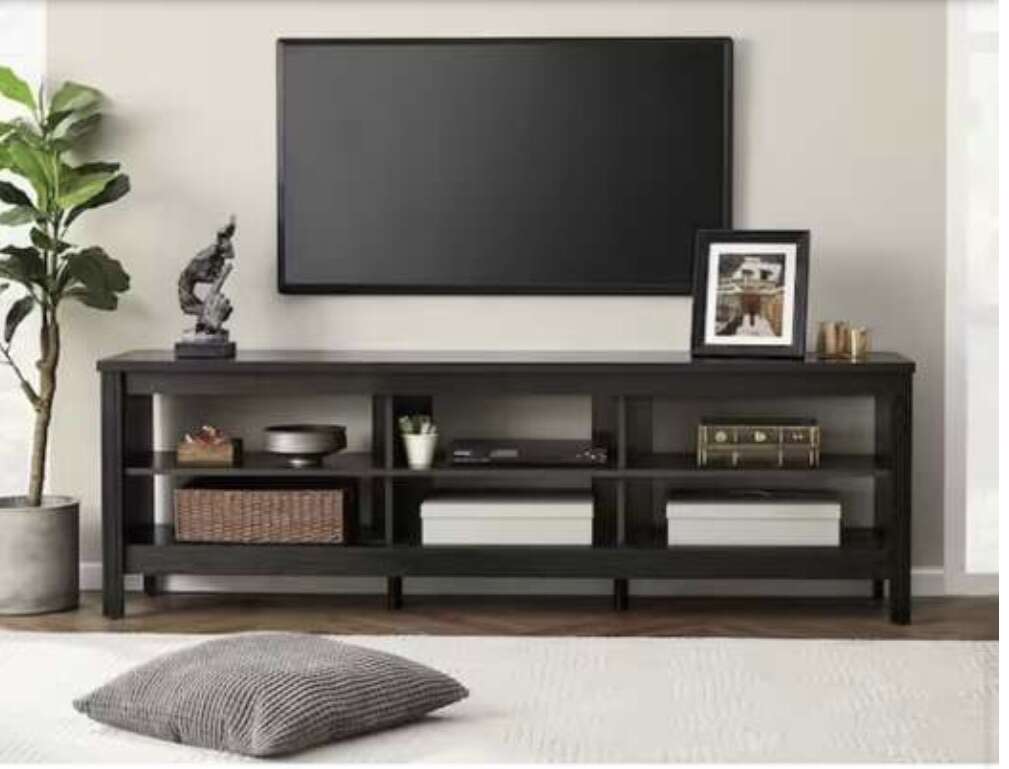 Farmhouse 70 in. Black TV Stand Furniture