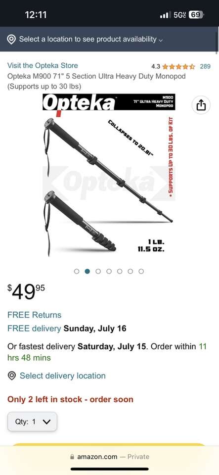 Opteka M900 71 5 Section Ultra Heavy Duty