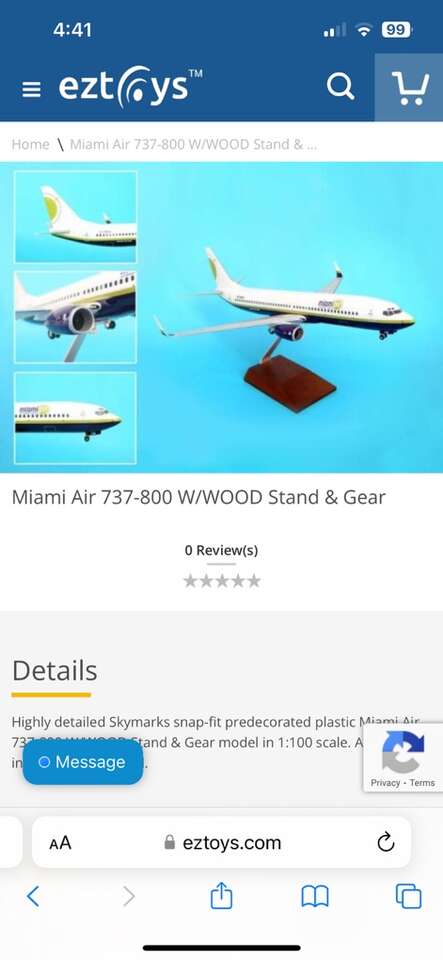Miami Air 737-800 W/WOOD Stand & Gear