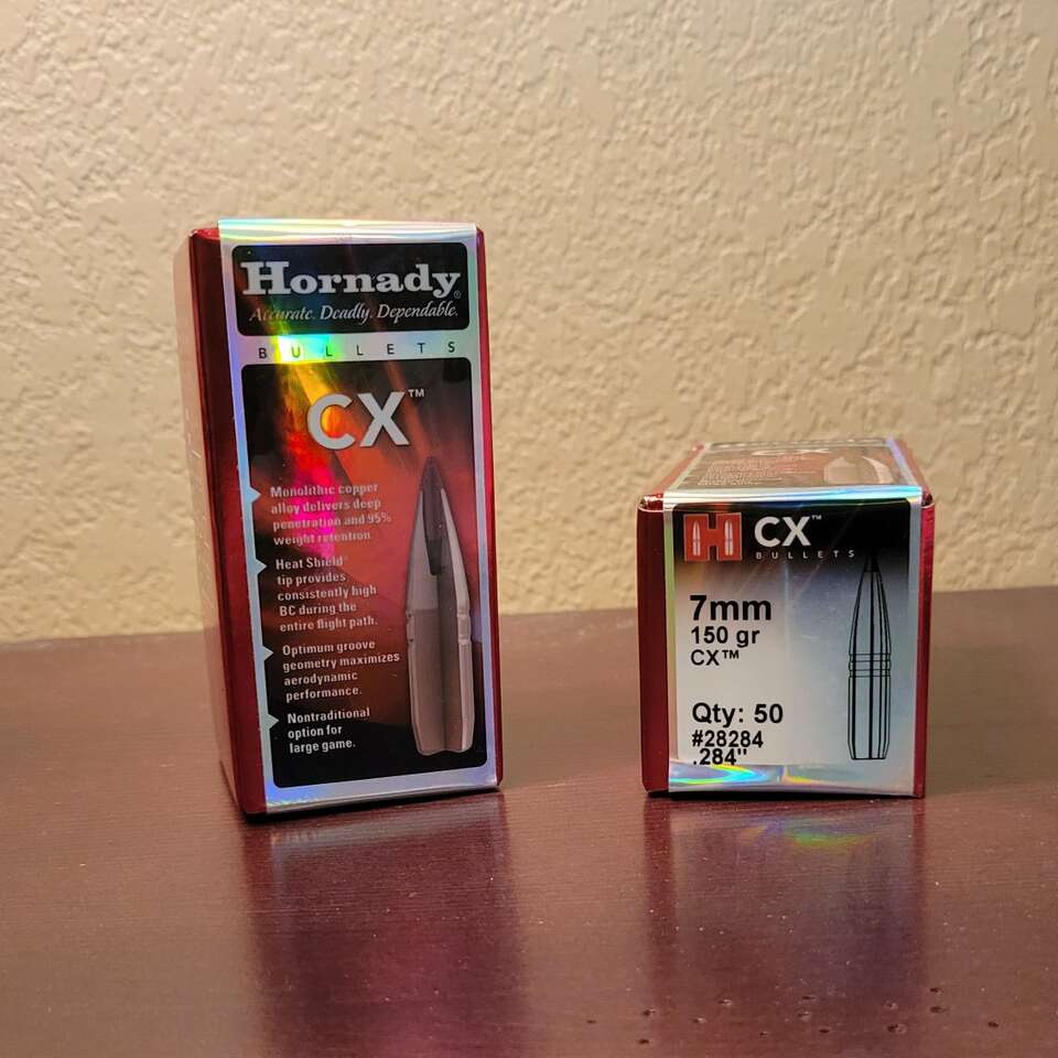 7mm Hornady CX 150 grain reloading bullets PRC