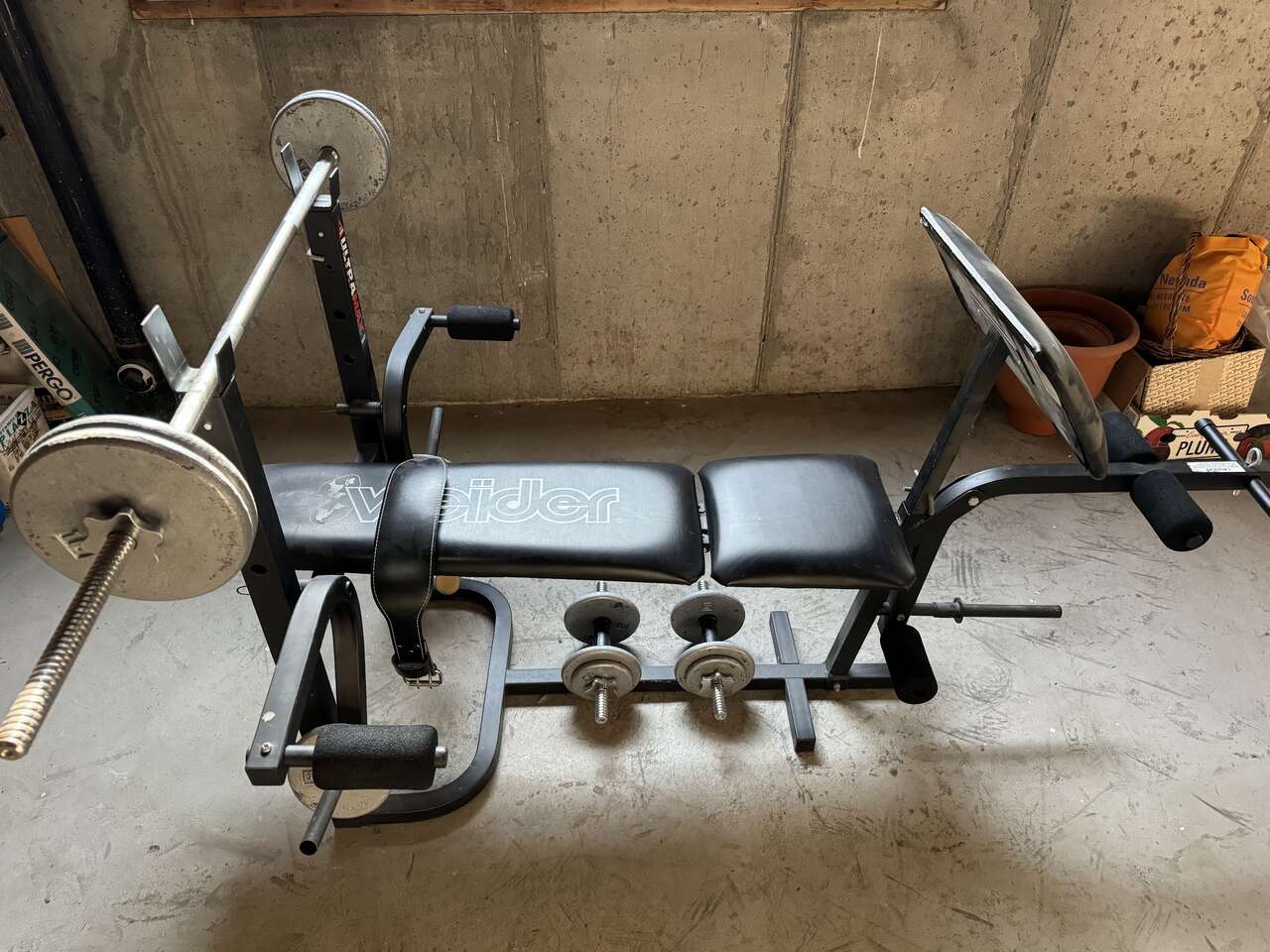 Weider weight bench online with weights