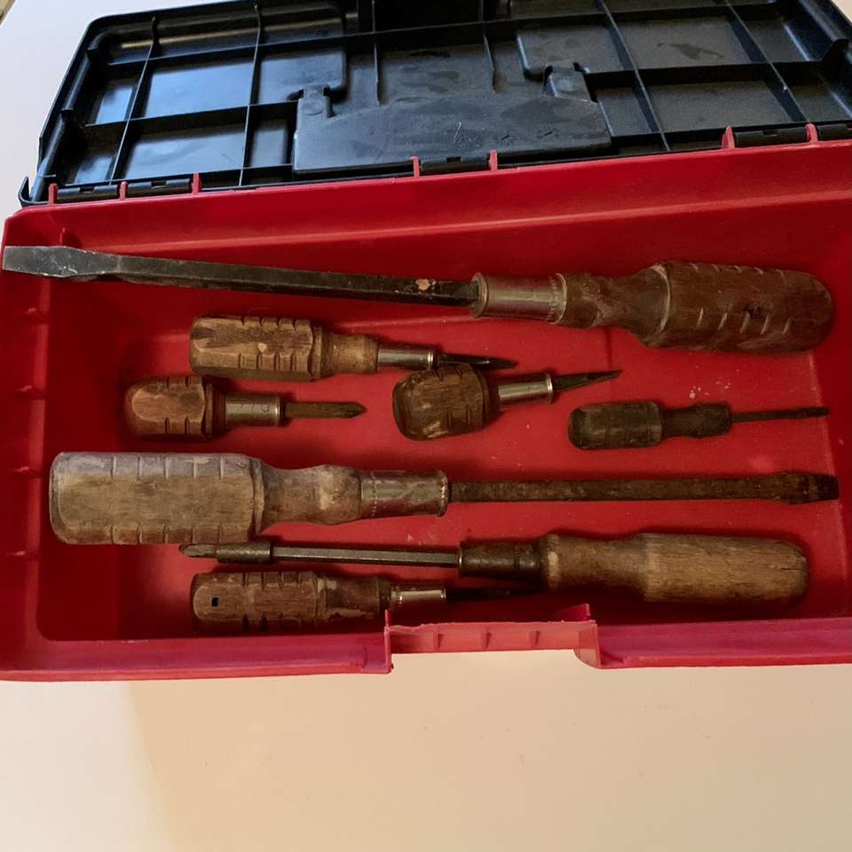 Vintage Wood Handle Screwdriver Set of Ten