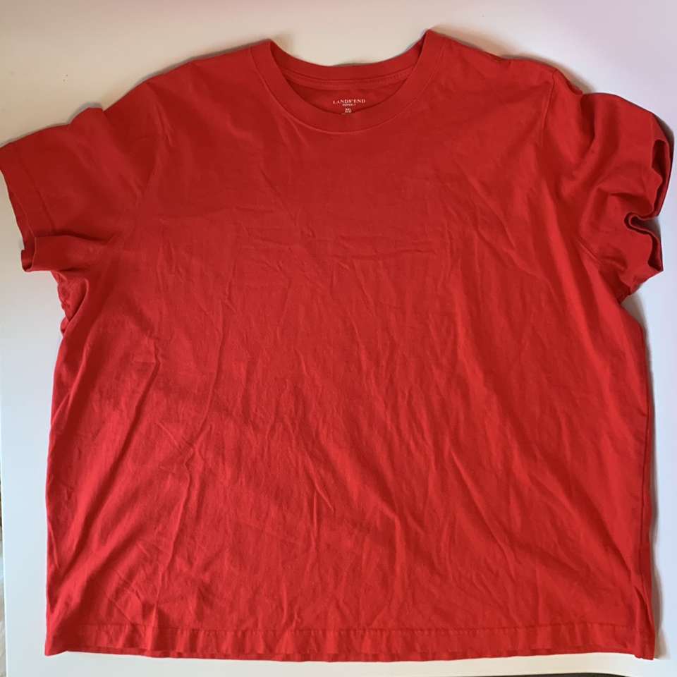 Lands End 3XL (54-56) Red Cotton Crew Neck T-Shirt