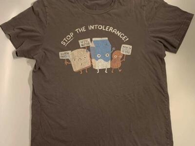 Large Cotton Humor Food Intolerance T-Shirt