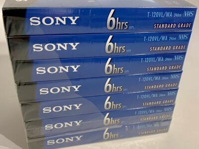 7 VHS Tapes New In Pkg Sony 6hr Recordable
