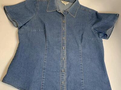 1X Stretch Denim Button Up Top