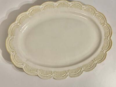 14 Inch Oval Ceramic Platter Antique White