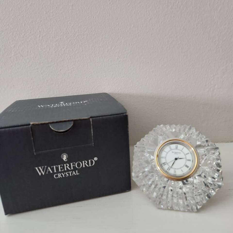 Waterford Crystal Diamond Paperweight Clock