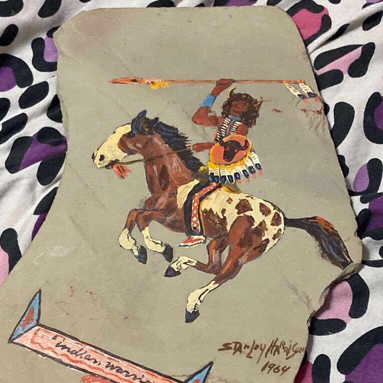 Original Stanley Harrison Oil On Sandstone