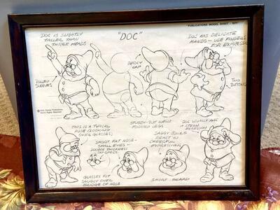 Set Of 7 Rare Disney Model Sheets Of The 7 Dwarfs