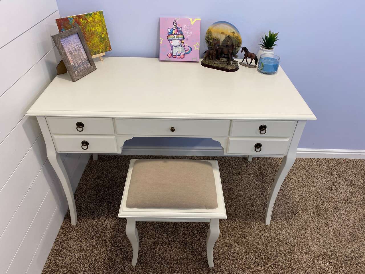 White Lacquer Desk / Vanity Furniture