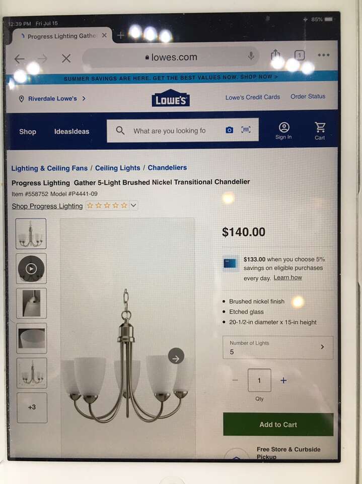 Progress Lighting 5 Light Chandeliers