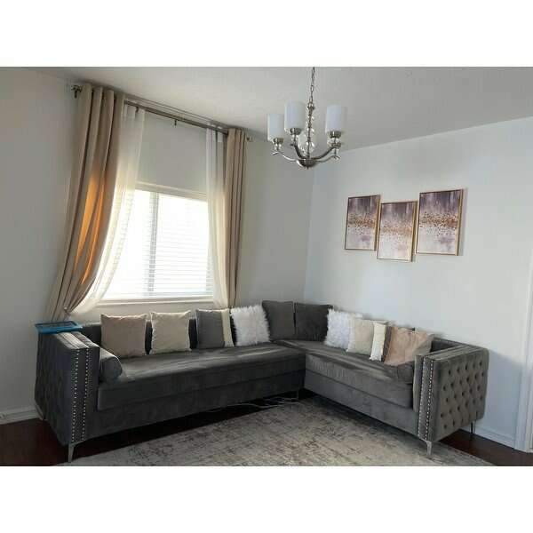 NIB Grey Velvet Sectional