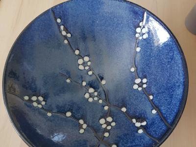 BRAND NEW HOME DECOR- 10 INCHES; CERAMIC CHERRY BLOSSOM BOWL