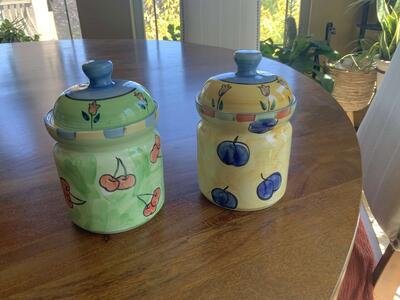 BRAND NEW CERAMIC CANISTER SET. 8” TALL. CASH/VENMO ONLY
