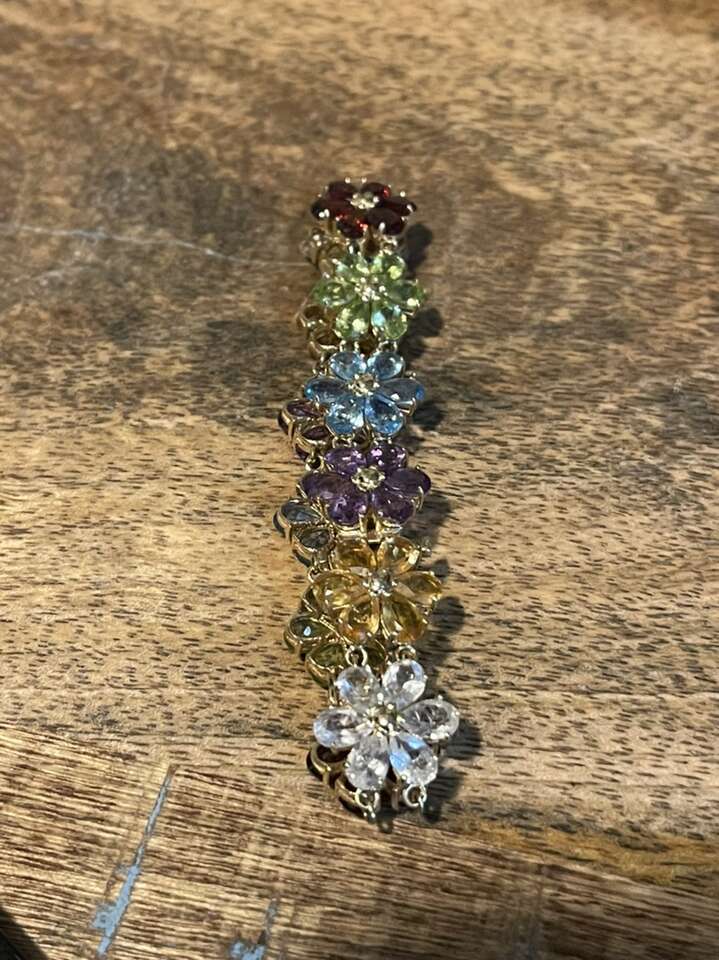 Gemstone & Diamond Flower Bracelet