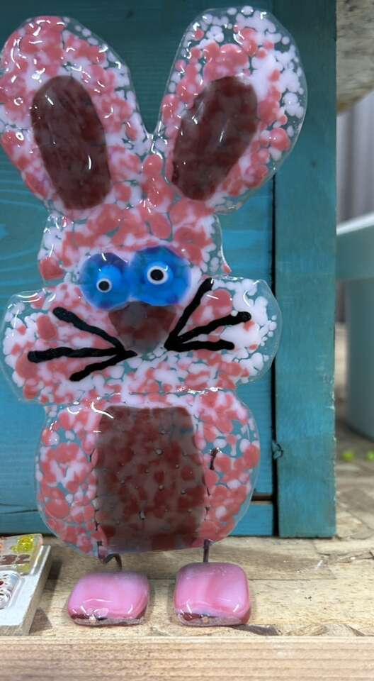 Fused Glass Self Standing Easter Bunny