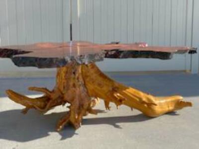 Gorgeous hand made rustic wood table cedar redwood burl