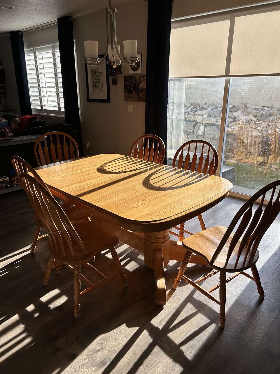 Large dining table with six chairs an… Furniture
