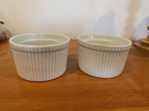 Two Sur La Table White Soufflé Dishes