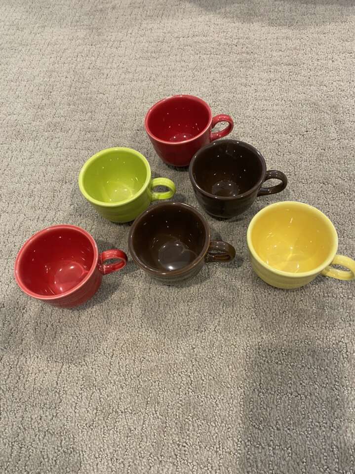 6 FIESTA Multi Color Mugs