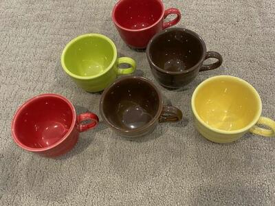 6 FIESTA Multi Color Mugs