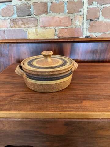 Vintage Casserole Made Of Pottery With Lid