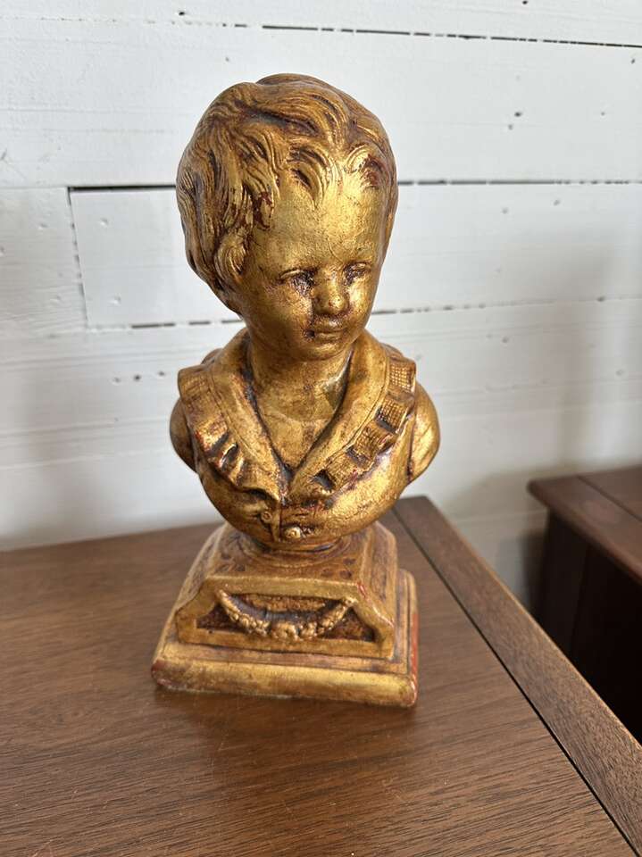 Vintage Gold Bust Of Little Boy