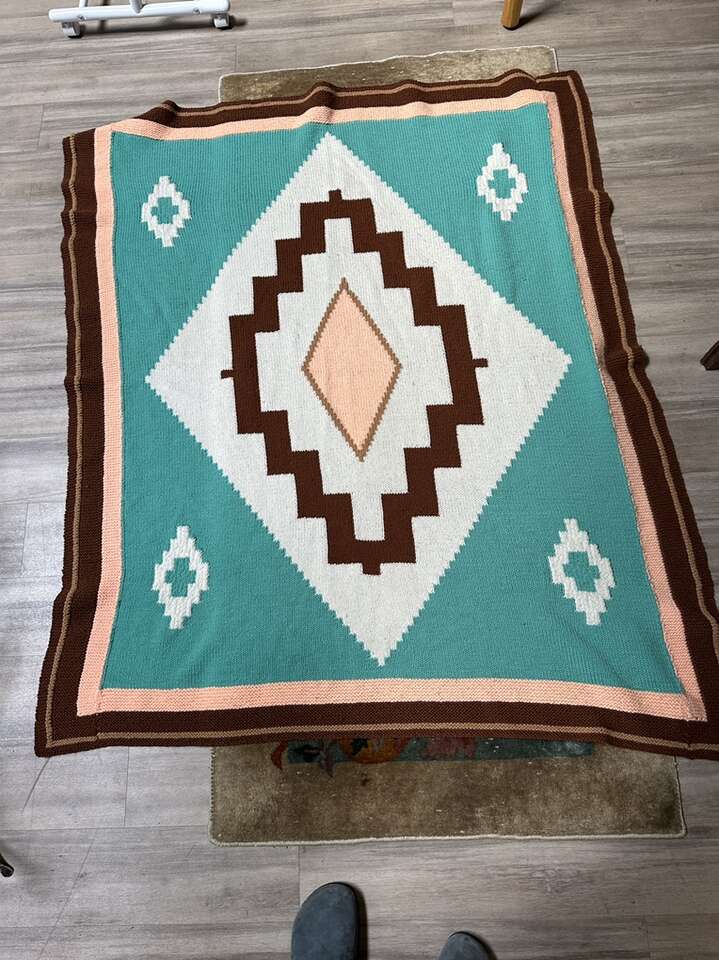 Vintage 70’s Hand Crochet Southwestern Throw Blank
