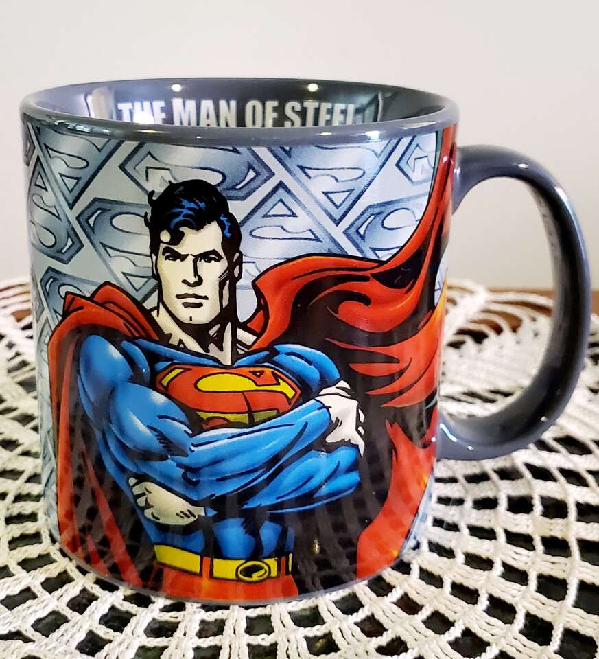 Jumbo Gray Superman The Man Of Steel Cup, Mug 16oz DC Comics