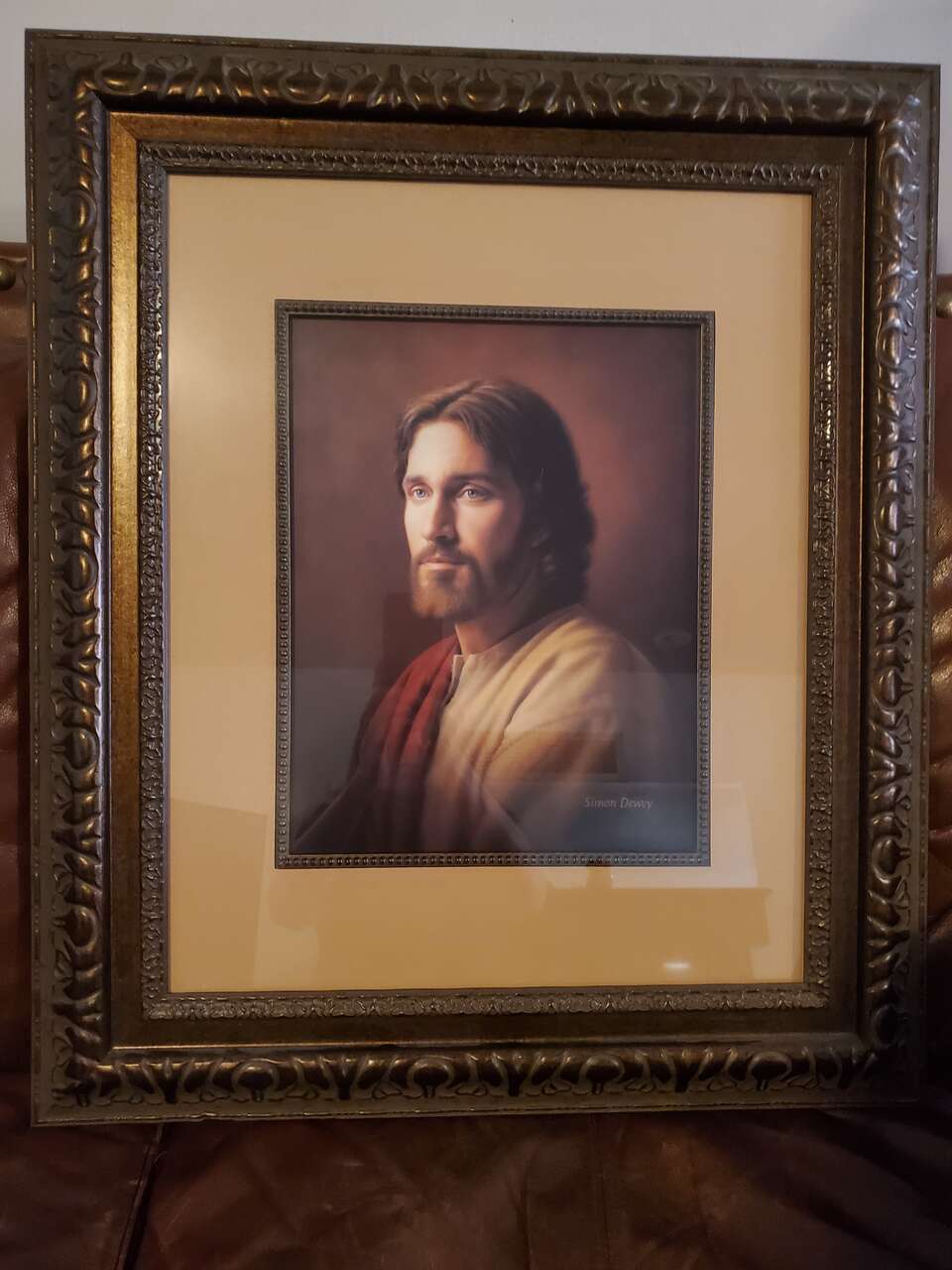 'Divine Redeemer' by Simon Dewey. Matted and Framed Print.