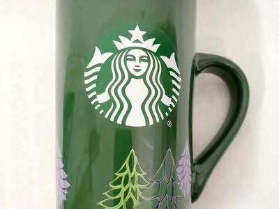 Starbucks 2020 16oz Green Mermaid Siren LogoTall Coffee Tea Mug Christmas Tree
