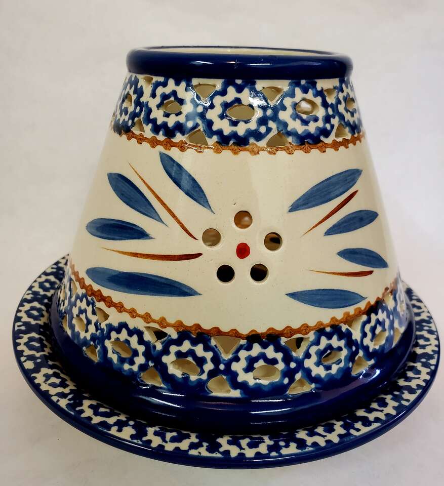 Temp-Tations Blue Old World Candle Shade/Plate Set