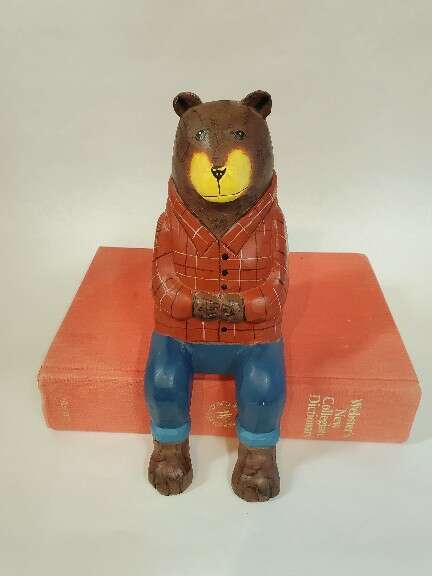 Woodsy Folk Art Brown Bear Shelf Sitter.