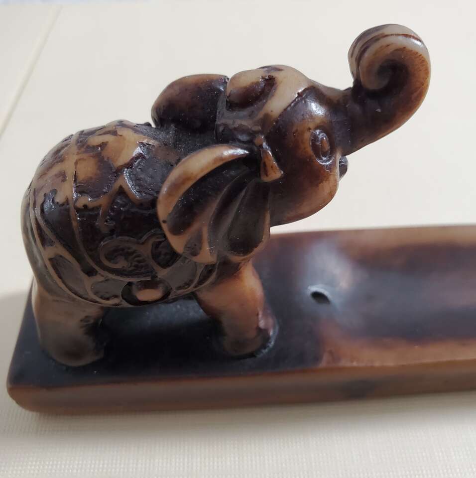 Elephant Incense Burner 1 Stick Holder Meticulately Crafted Decorative Resin Figurine.