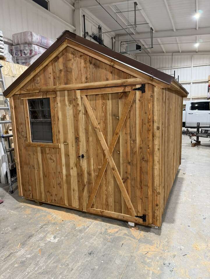 Rustic Cedar Stained Wood Shed