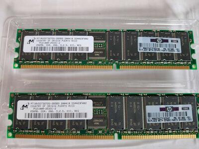 Qty 2 - 256MB HP Memory Dimms