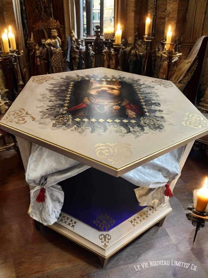 Yorkie Dog Bed Vintage Thomasville 70s Solid Wood Hexagon End Table *FREE LOCAL DELIVERY*