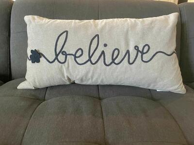 Believe down toss pillow