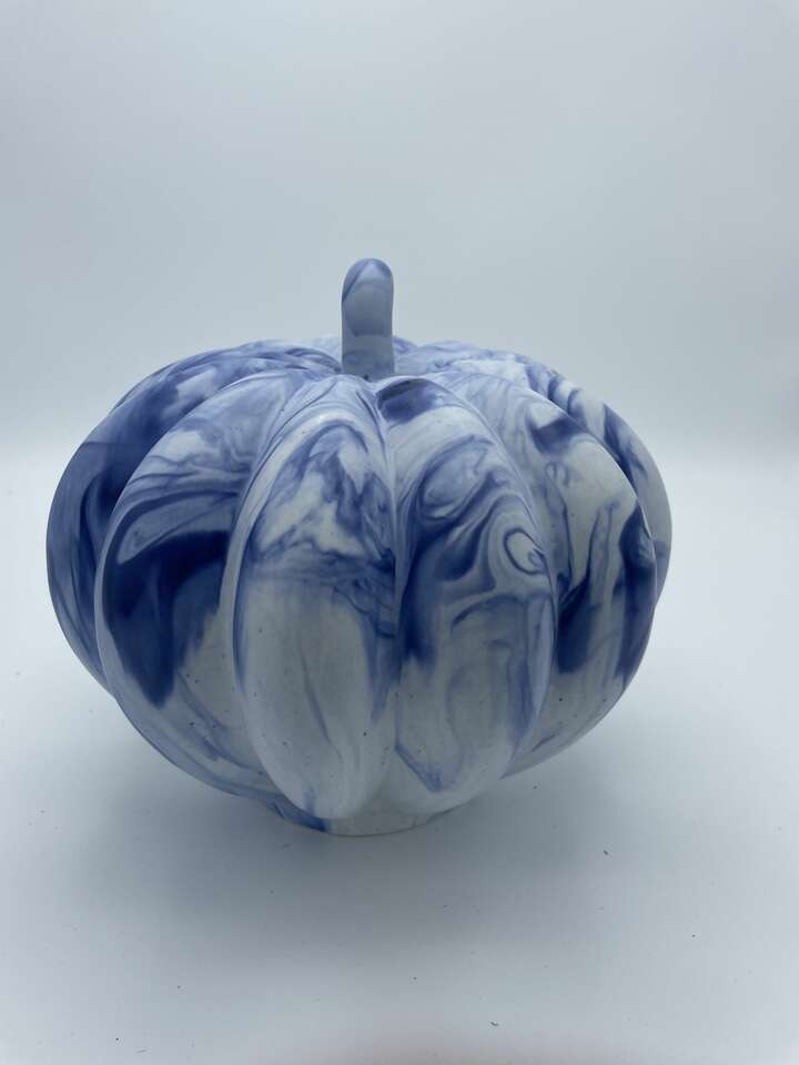 Glass Blue and White Pumpkin