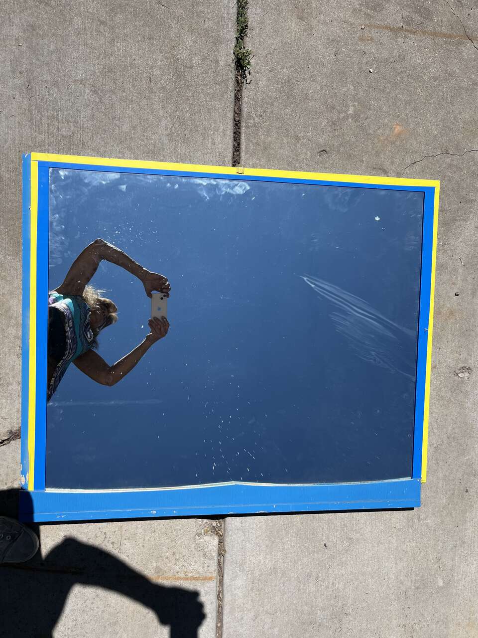 Yellow and Blue Mirror 32.25 inches by 38.5 inches