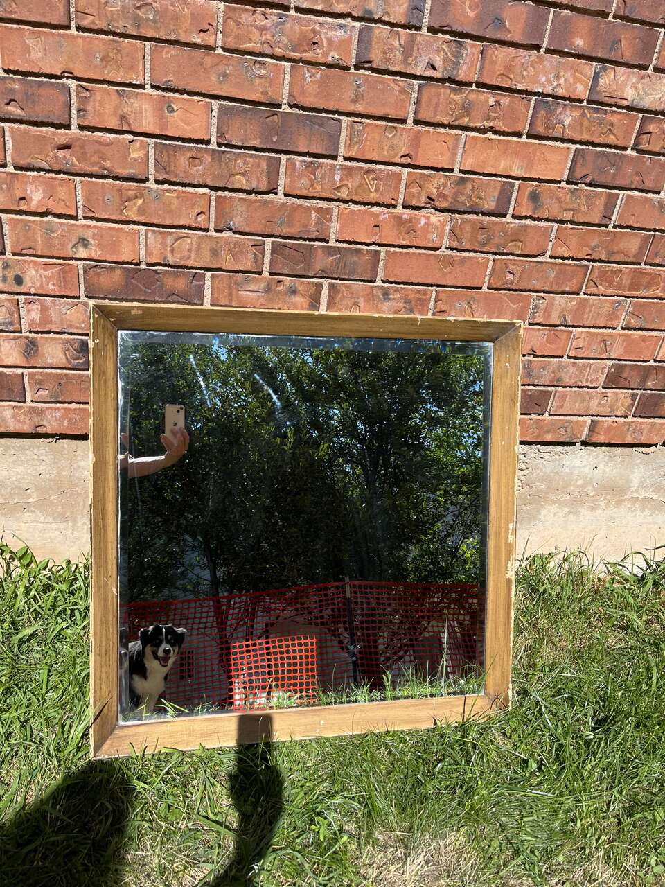 Square Wood Mirror Old