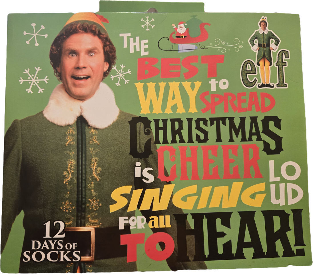 ELF 12 Days of Socks Christmas Stockings NWT