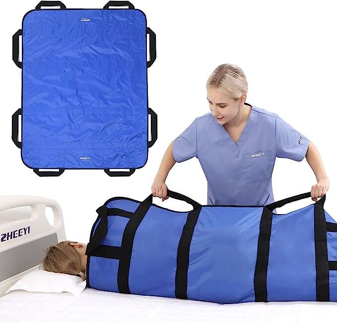 Multipurpose 48 x 40 Positioning Bed Pad with Reinforced Handles - Transfer Sheet for Turning, Lifting & Repositioning