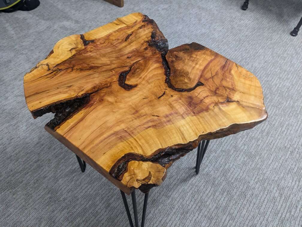 Handmade Live Edge Plum End Table