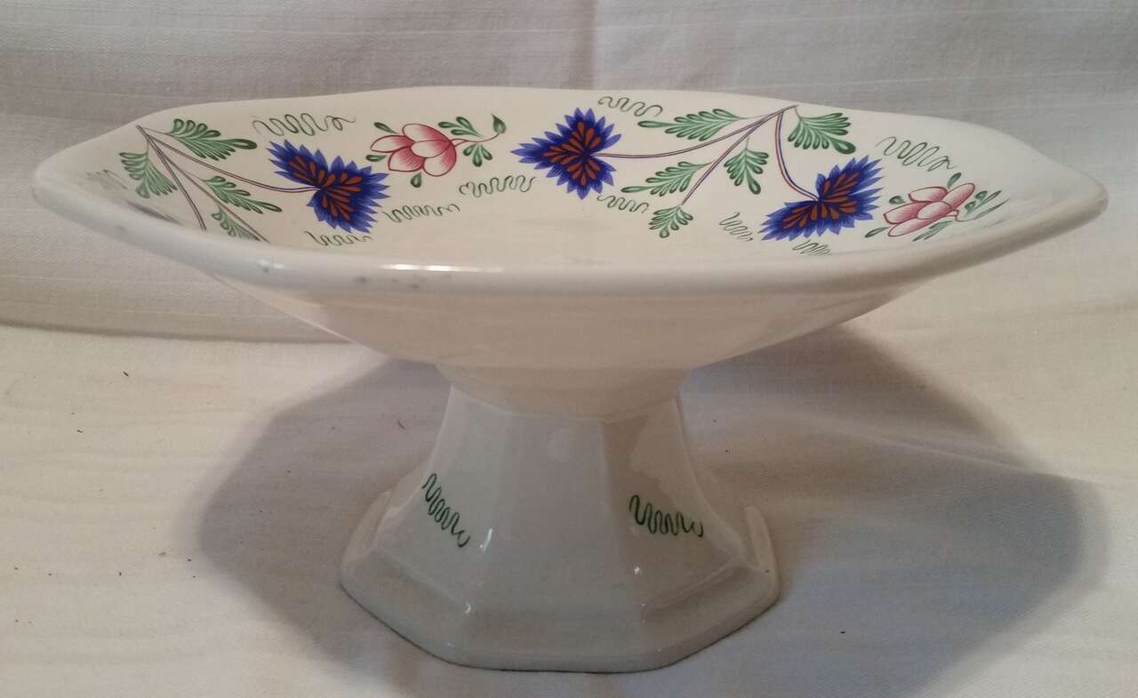 LG RARE Simpsons Ford Museum GREENFIELD VILLAGE PATTERN COMPOTE Pedestal Bowl