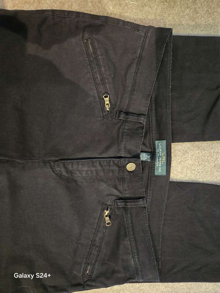 Ralph Lauren Jeans Women's Size 12 Black Skinny Straight Leg Zip Front Pockets