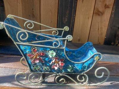 Sleigh Christmas Decor Enameled Over Metal